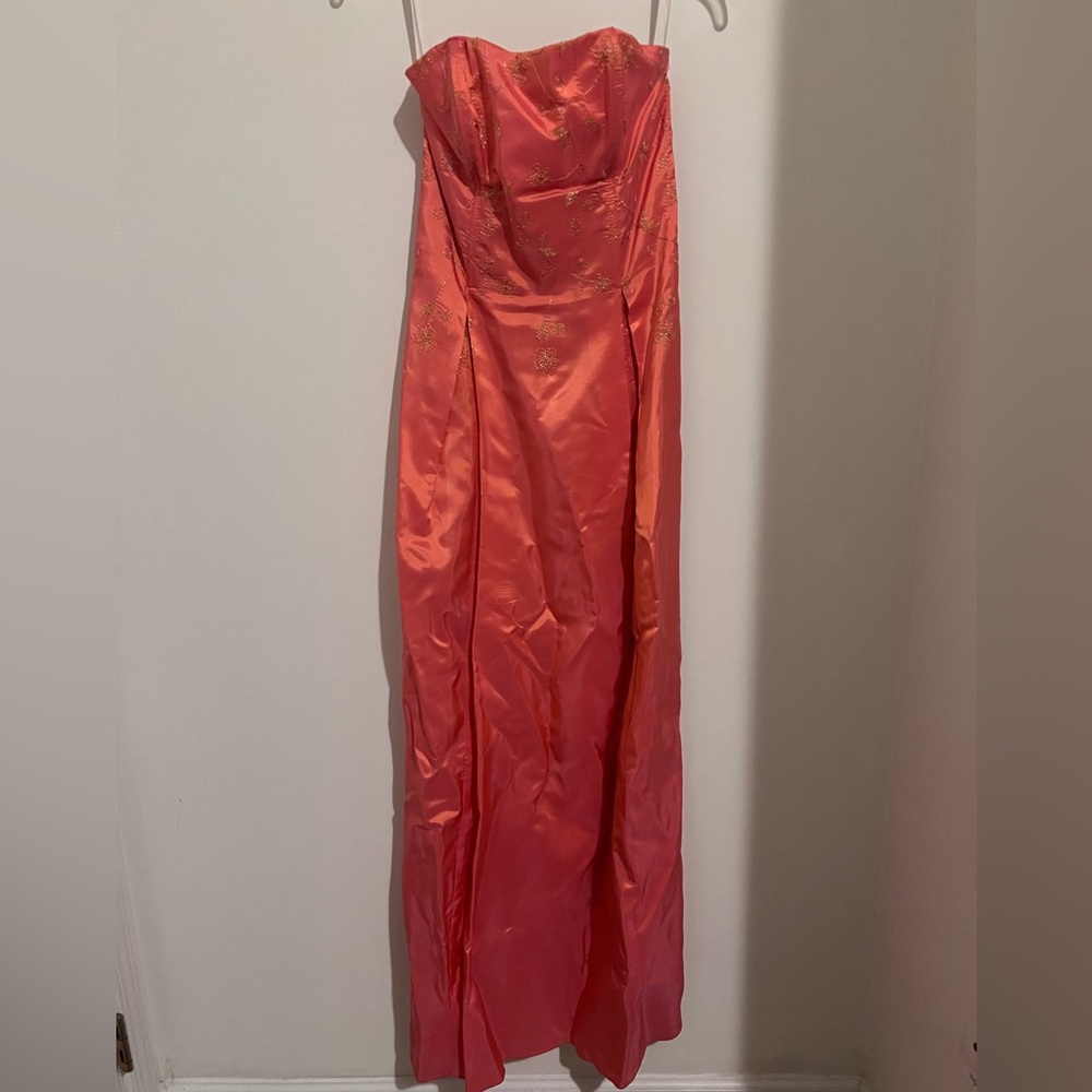 Elegant Coral Strapless Gown